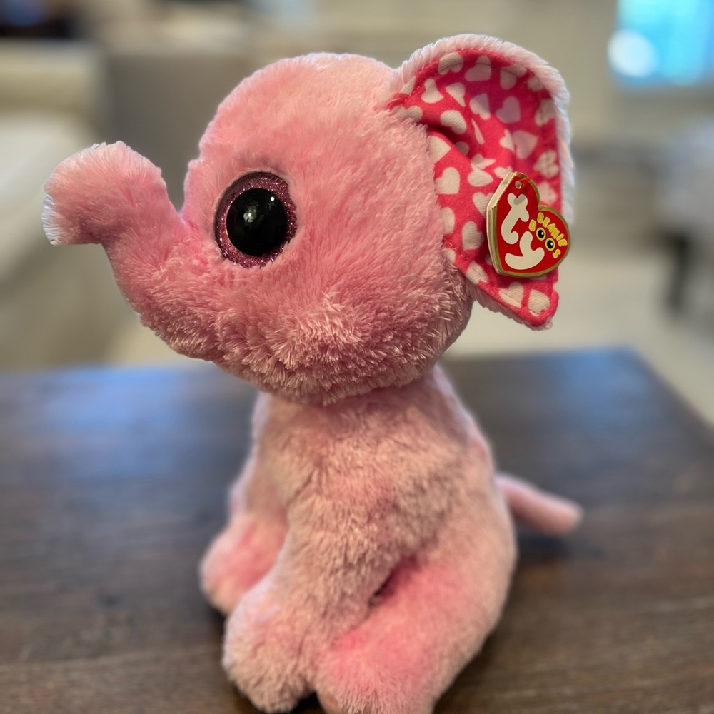 Ty Beanie Babies Sugar pink elephant with tag, 11" tall